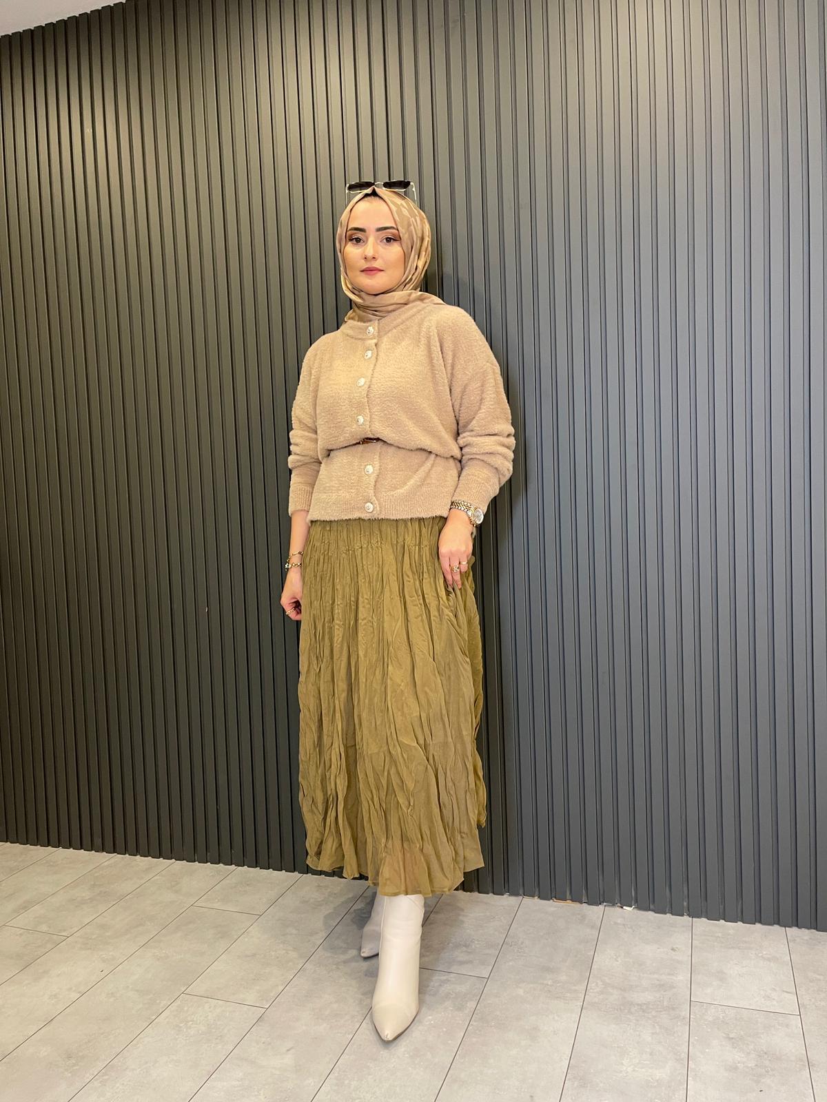 EtekKRAŞ ASTARLI OLİVE YEŞİL ETEK