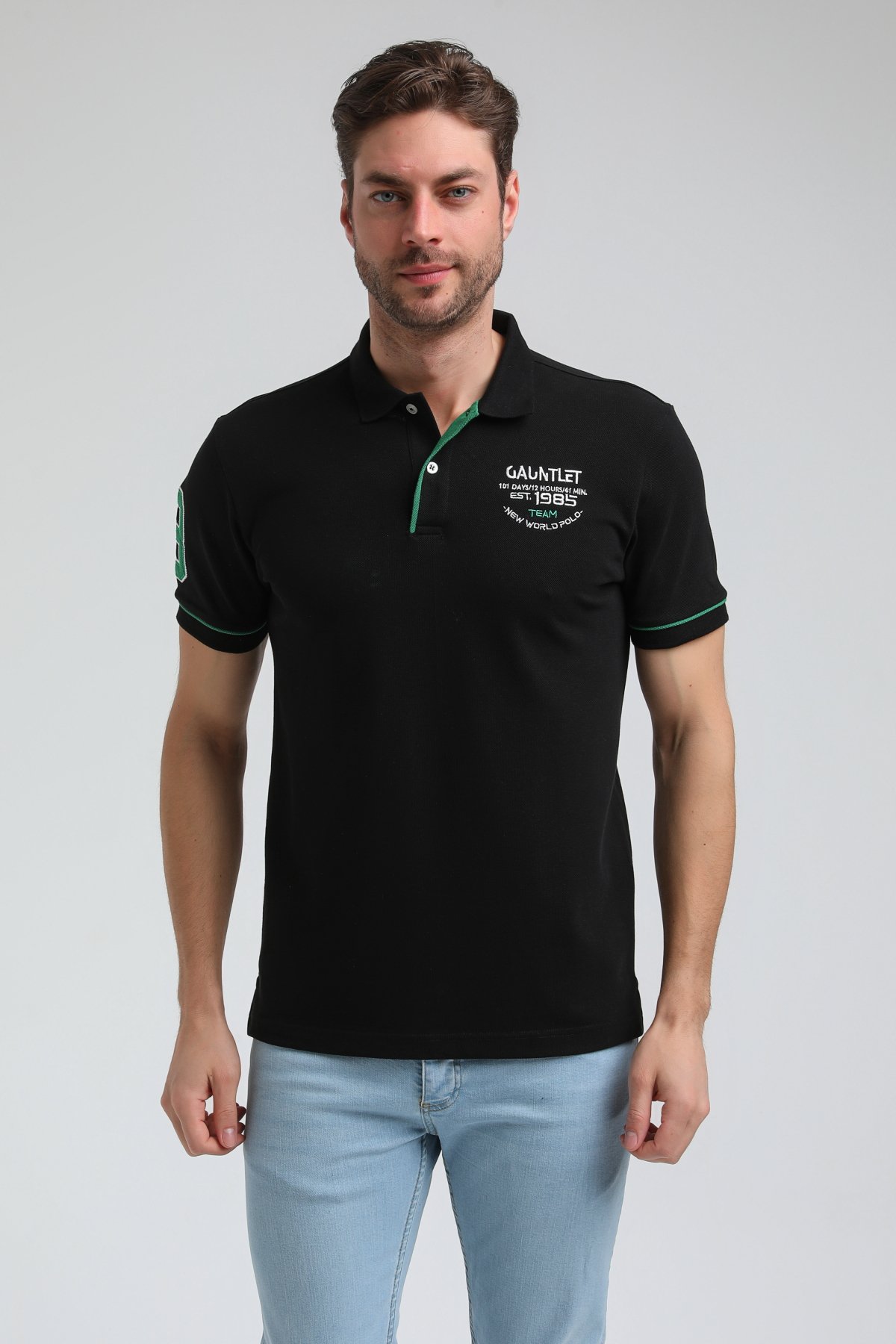 New World Polo Polo Yaka Siyah Big Size Polo 23SSM10252