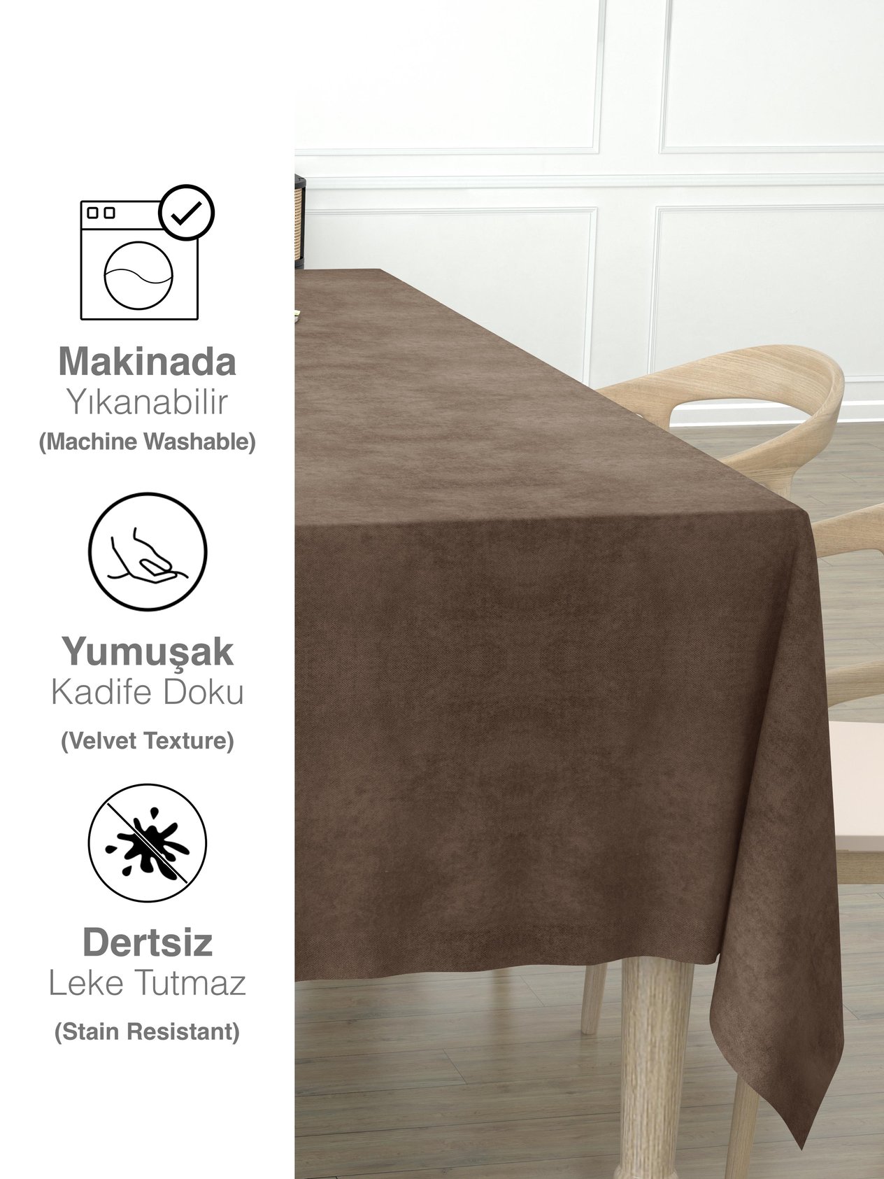 Daily Series Kadife Dokulu Antik Renk Masa Örtüsü