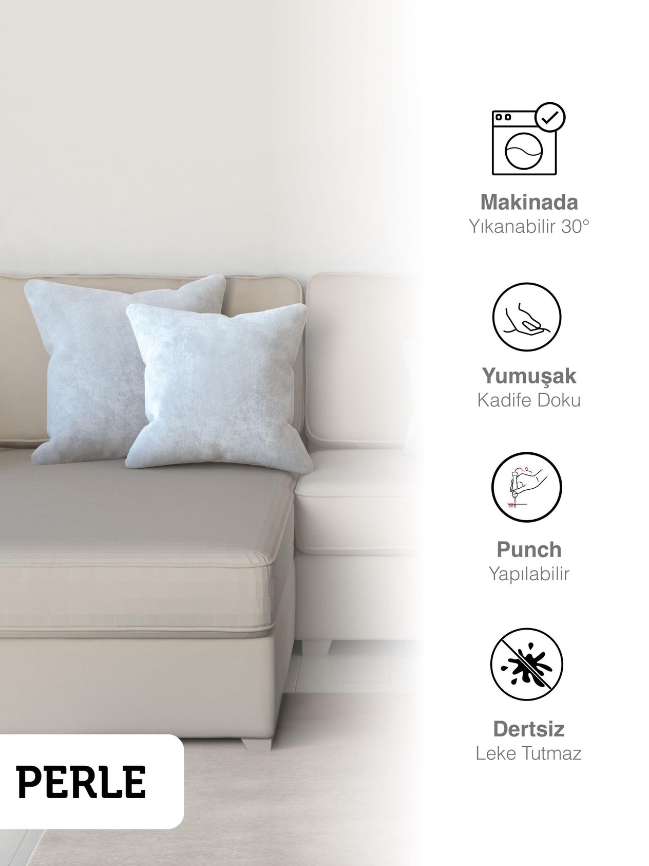 Home Daily Series Beyaz Renk Kırlent Yastık Kılıfı