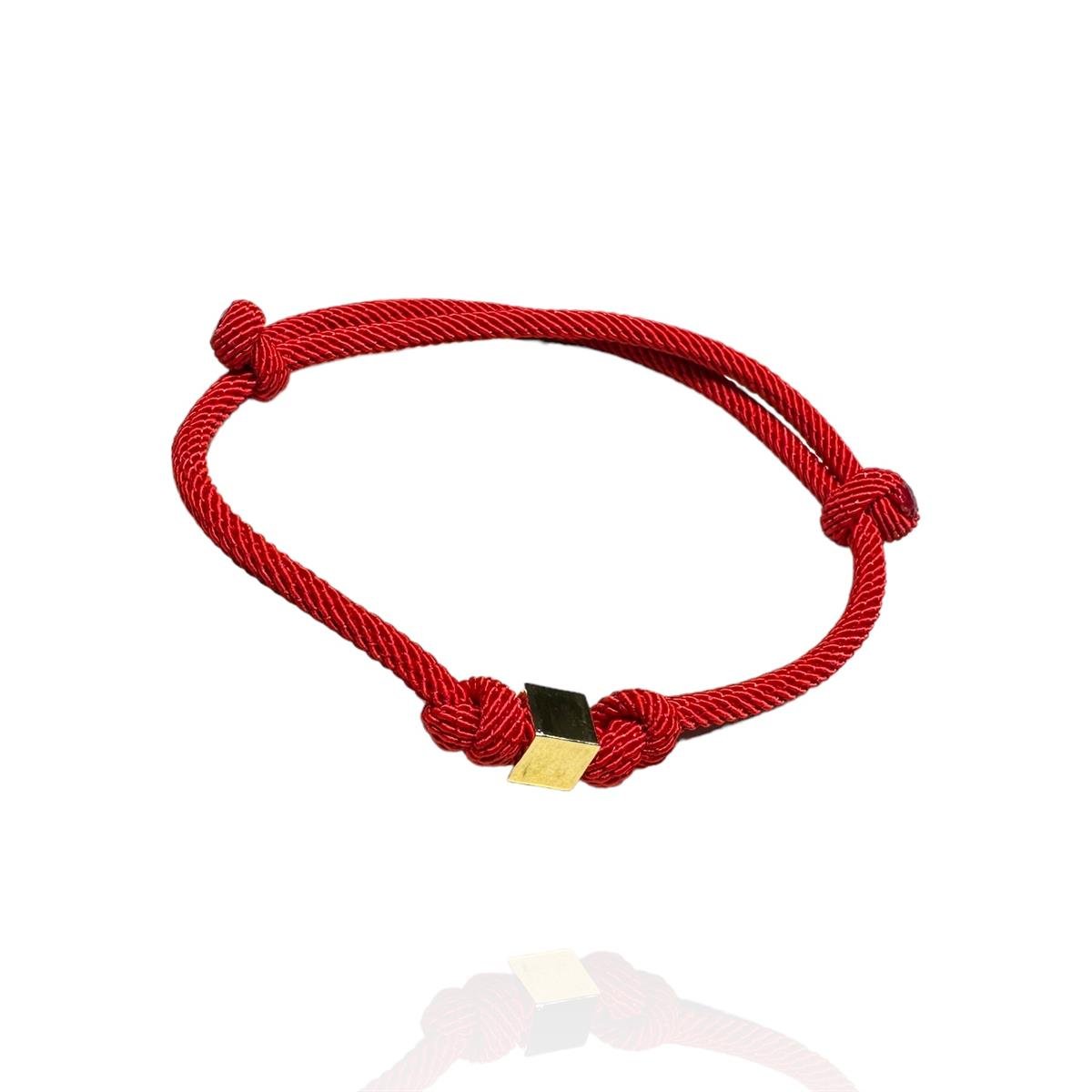 14 Ayar Altın Küp Model İpli Unisex Bileklik