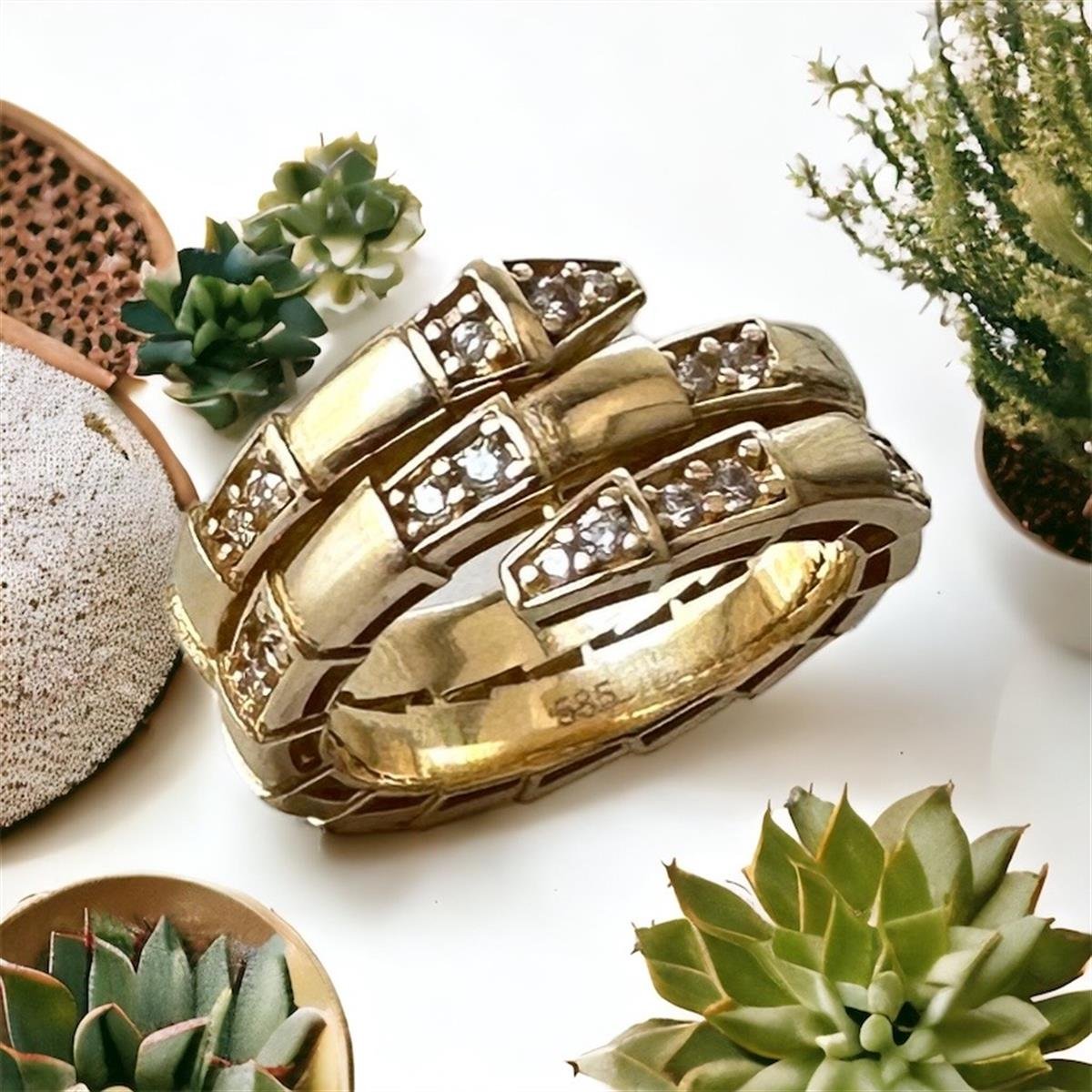 Bulgari Üçlü Yılan Model 14 Ayar Altın Yüzük