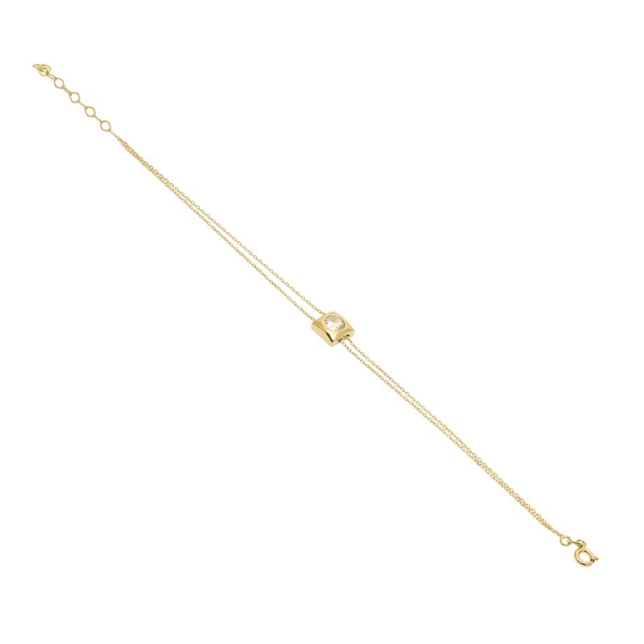 Taşlı Kare Model Çift Zincirli Bileklik