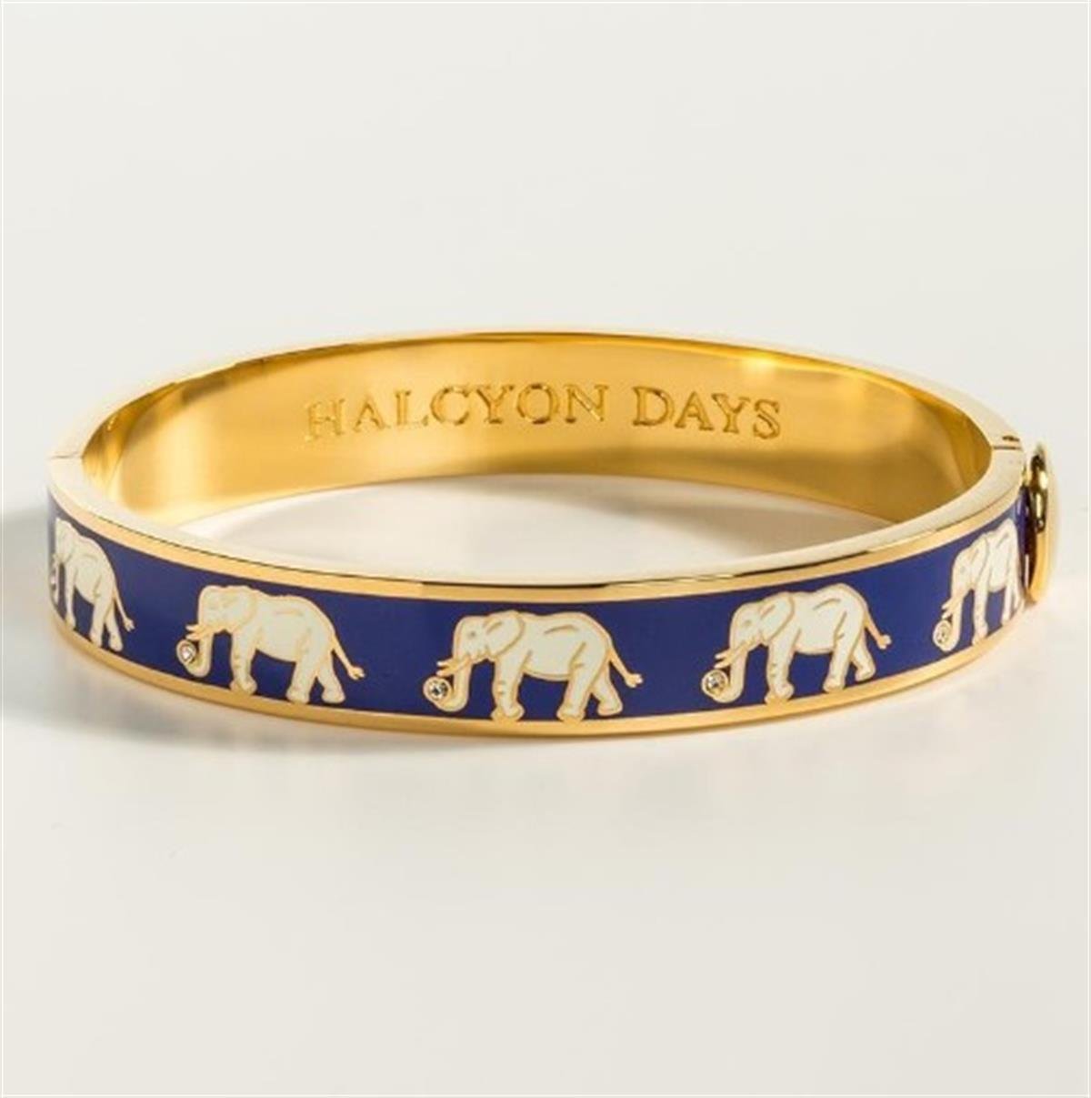 Design of LuxuryHALCYON DAYSHBELE1010GHALCYON DAYS 11cm Elephant - Deep Cobalt - Gold - Hinged Bangle