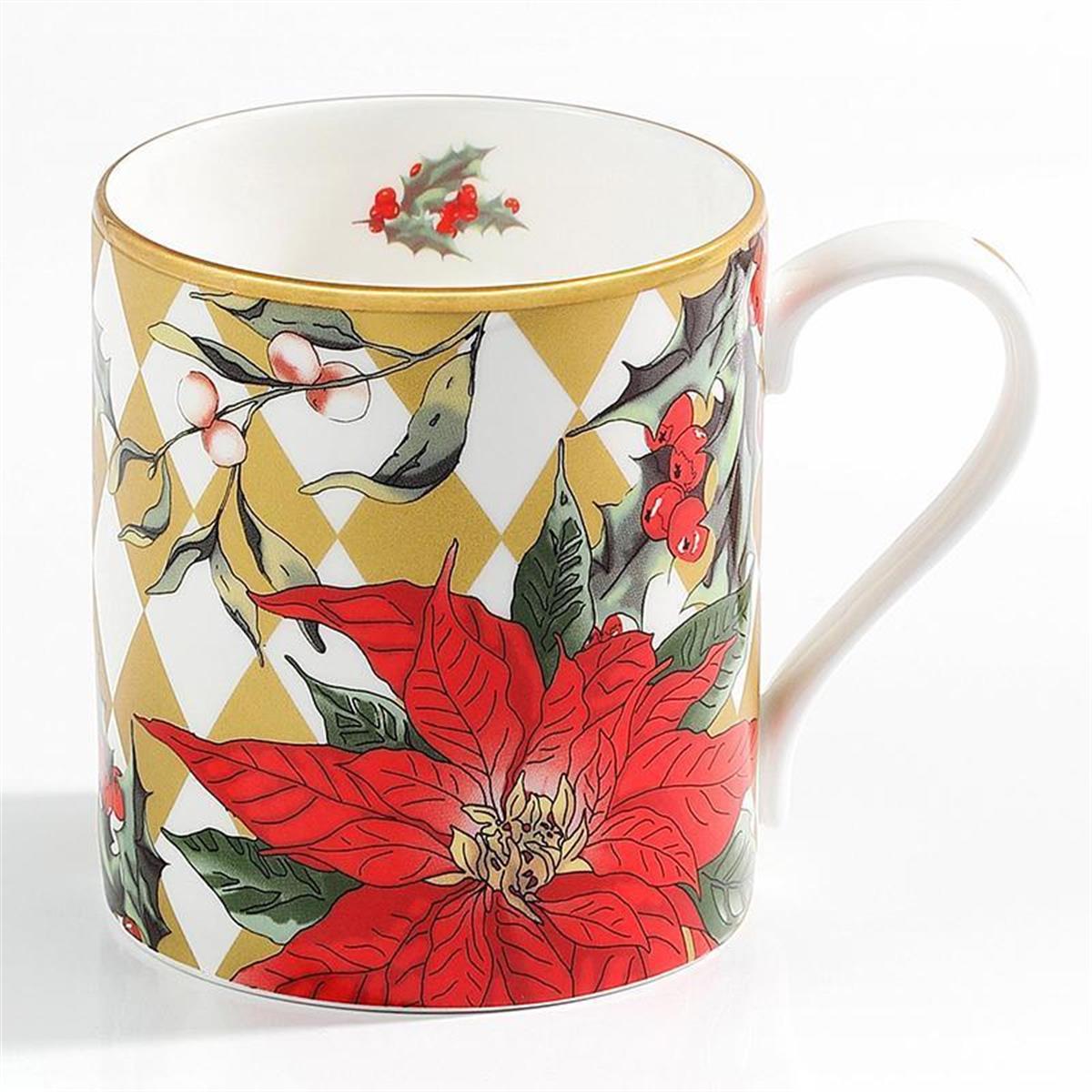 Design of LuxuryHALCYON DAYSBCPAF16MGGHALCYON DAYS Parterre Gold with Poinsettia - Mug
