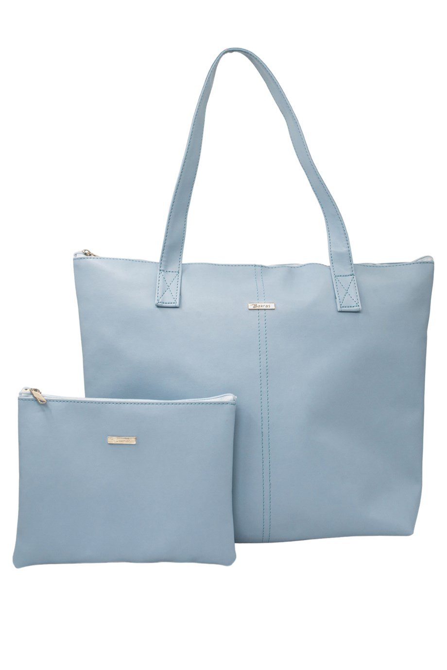 Büyük Boy Bebe Mavi Shopper Çanta- İkili Takım