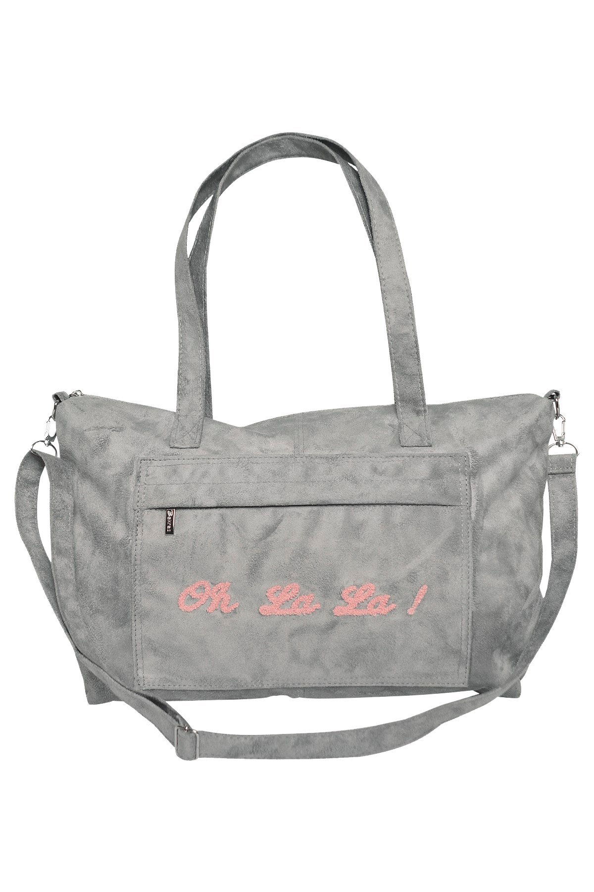 Gri Süet Shopper Tote Çanta