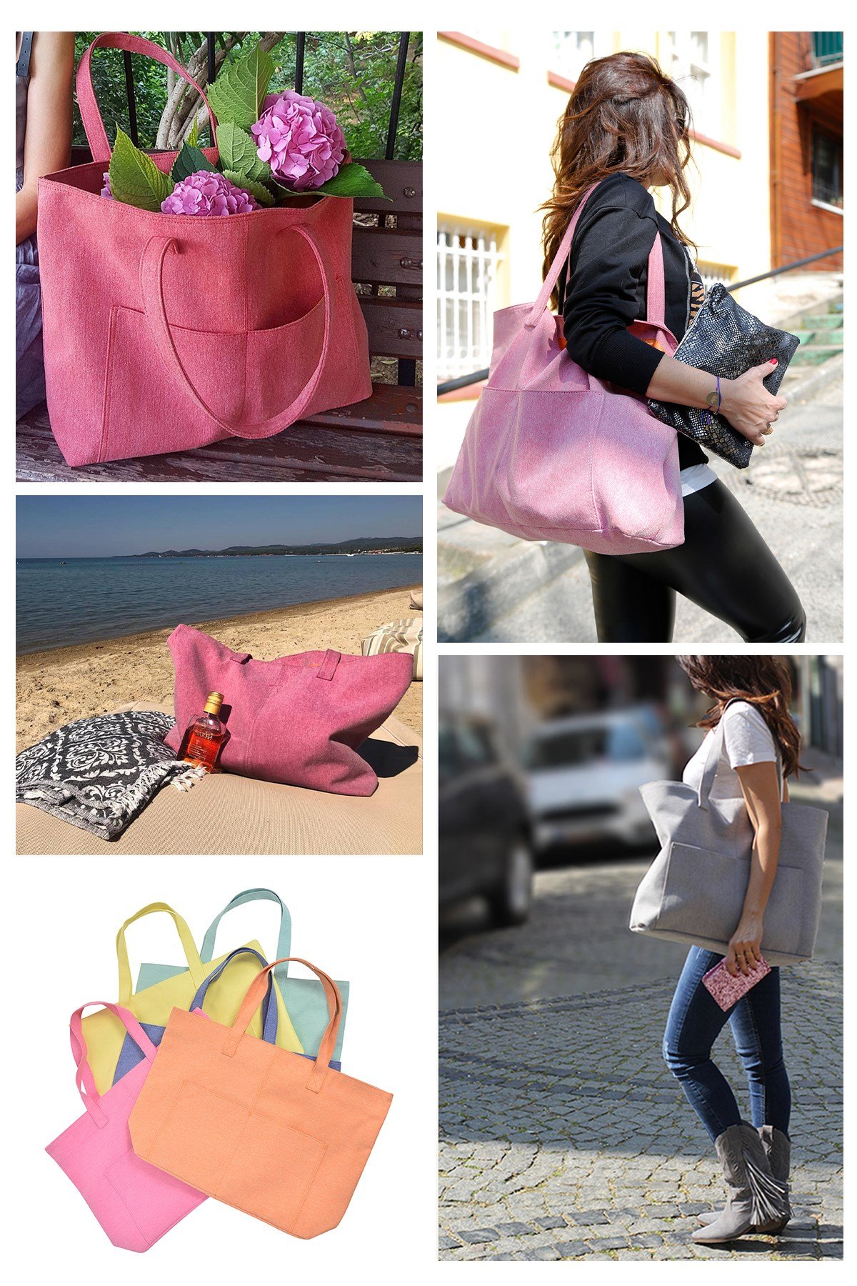 Turuncu Büyük Boy Çok Amaçlı Shopper Tote Çanta