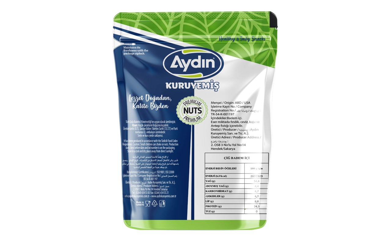 Aydın Kuruyemiş Çiğ Badem 1000 Gr