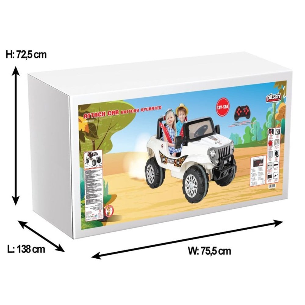 05 272 Pilsan Attack Çift Kişilik Kumandalı 12 Volt Akülü Araba / + 3 yaş