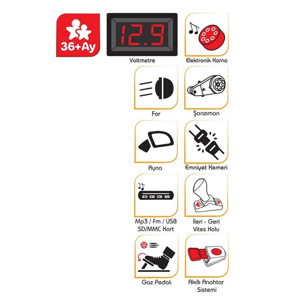 05 272 Pilsan Attack Çift Kişilik Kumandalı 12 Volt Akülü Araba / + 3 yaş