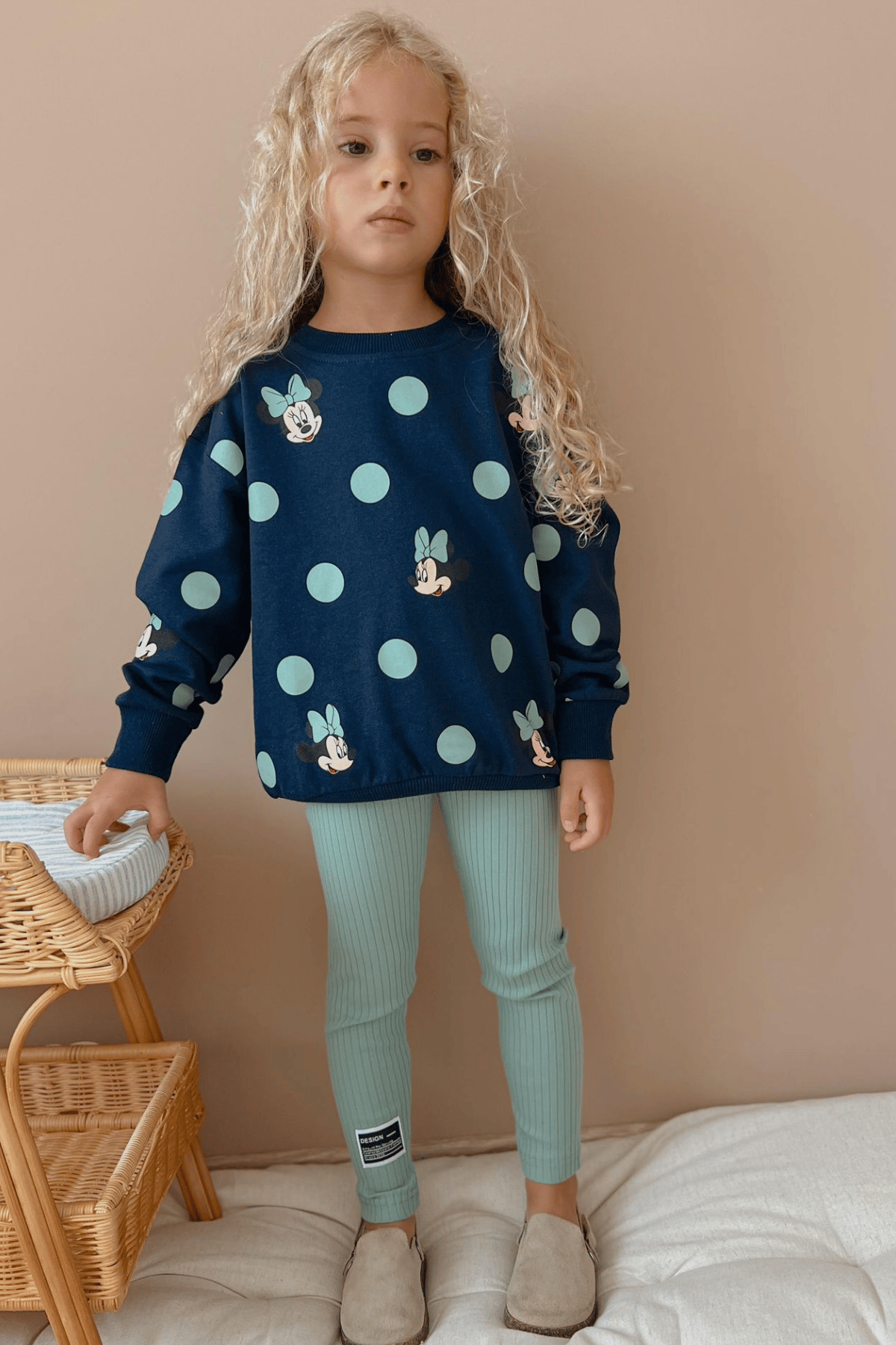 2 İplik Minnie Laci Yeşil Taytlı Takım