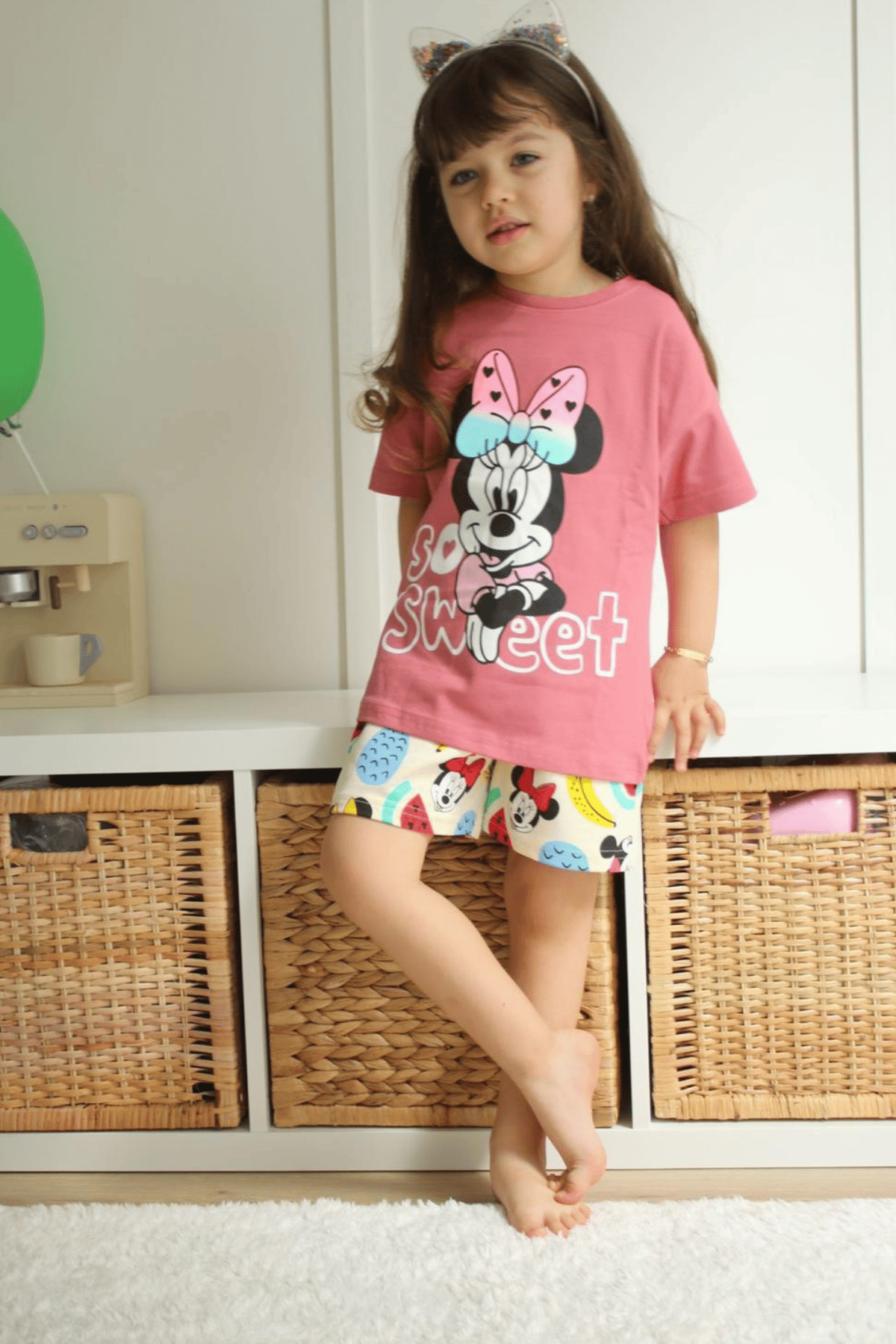 Minnie Gül Kurusu Şortlu Takım