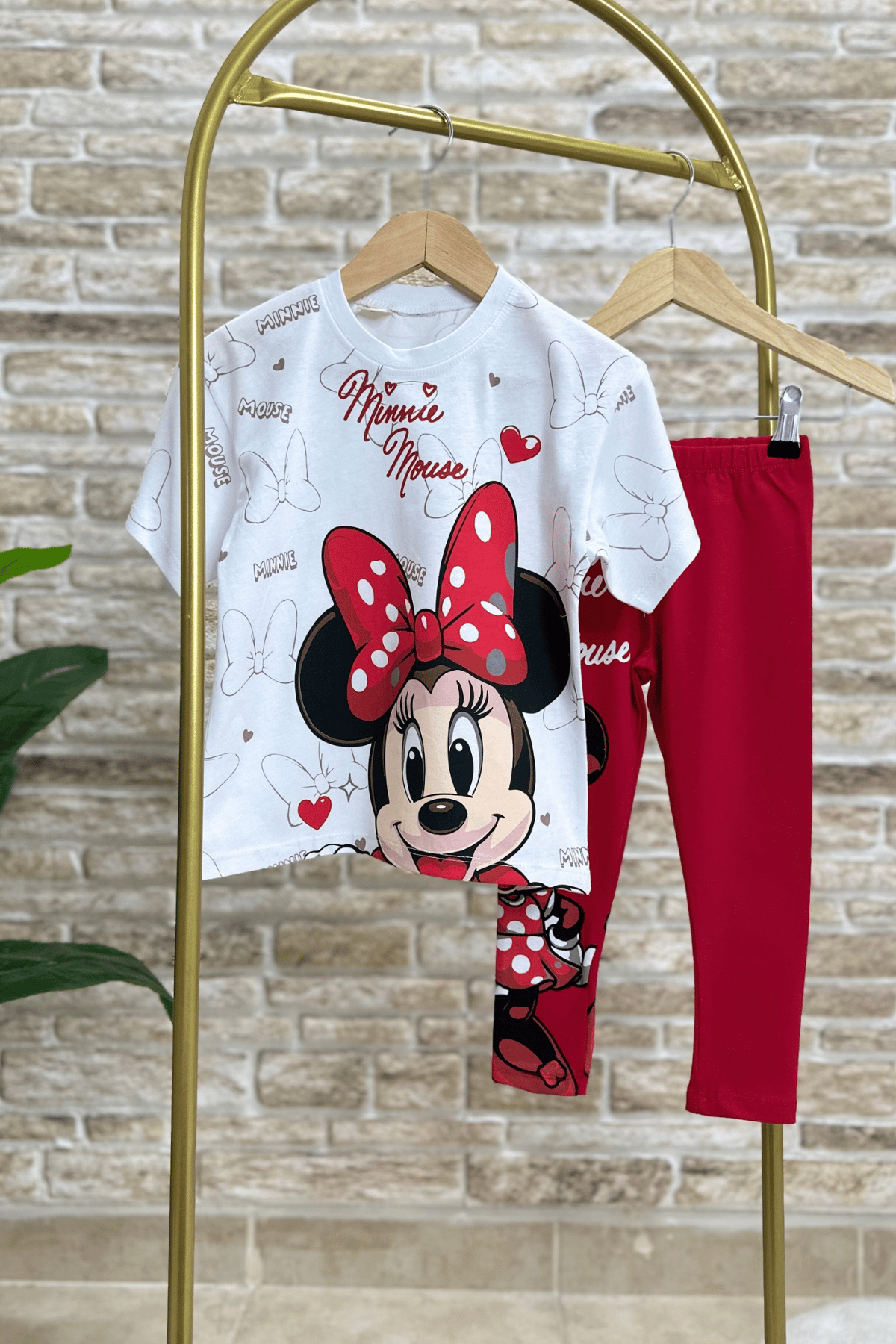 Minnie Mouse Kırmızı Tayt Takım