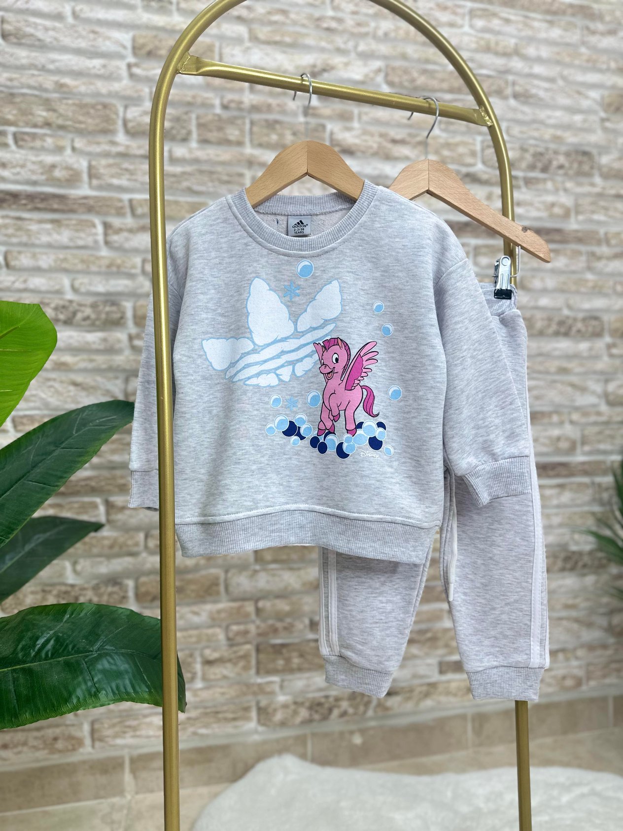 Unisex Çocuk 3 İplik Gri Unicorn Takım