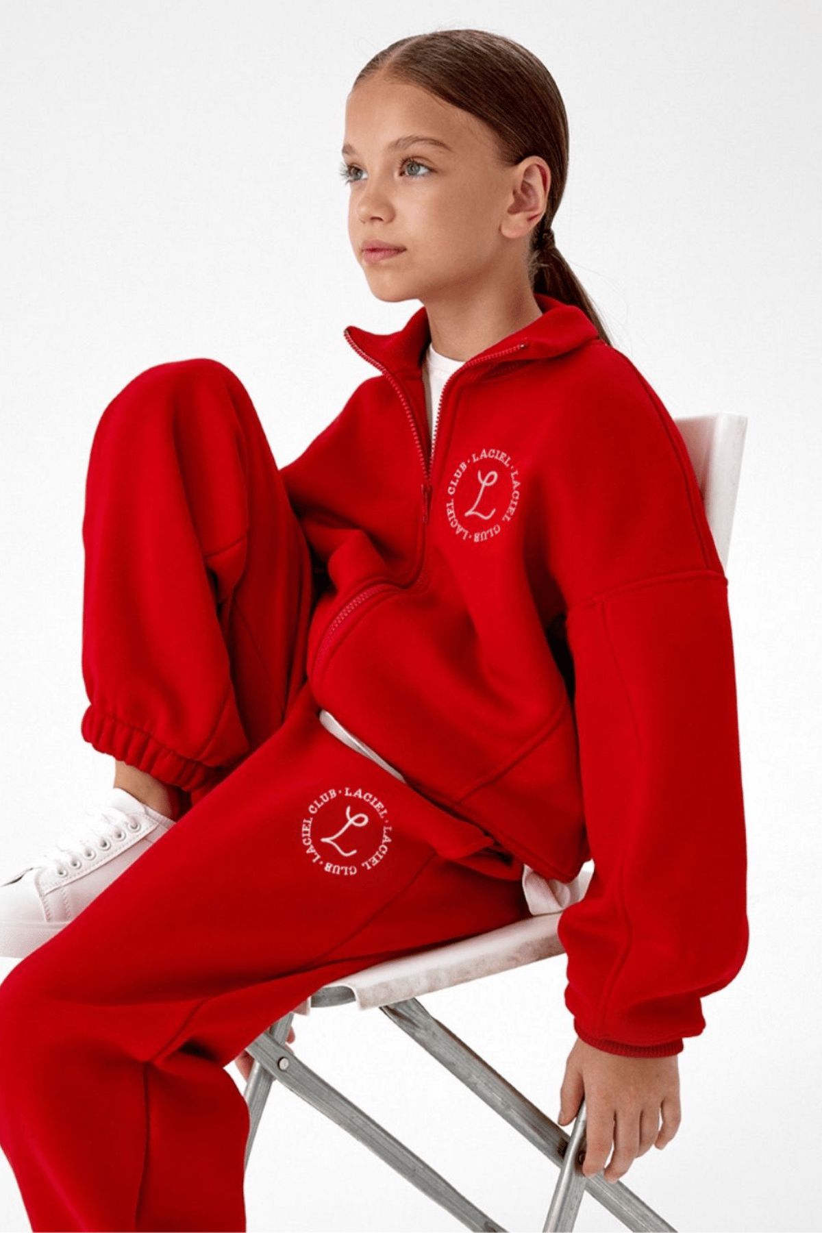 Unisex Laciel Fermuarlı İnce Şardonlu Kırmızı Takım