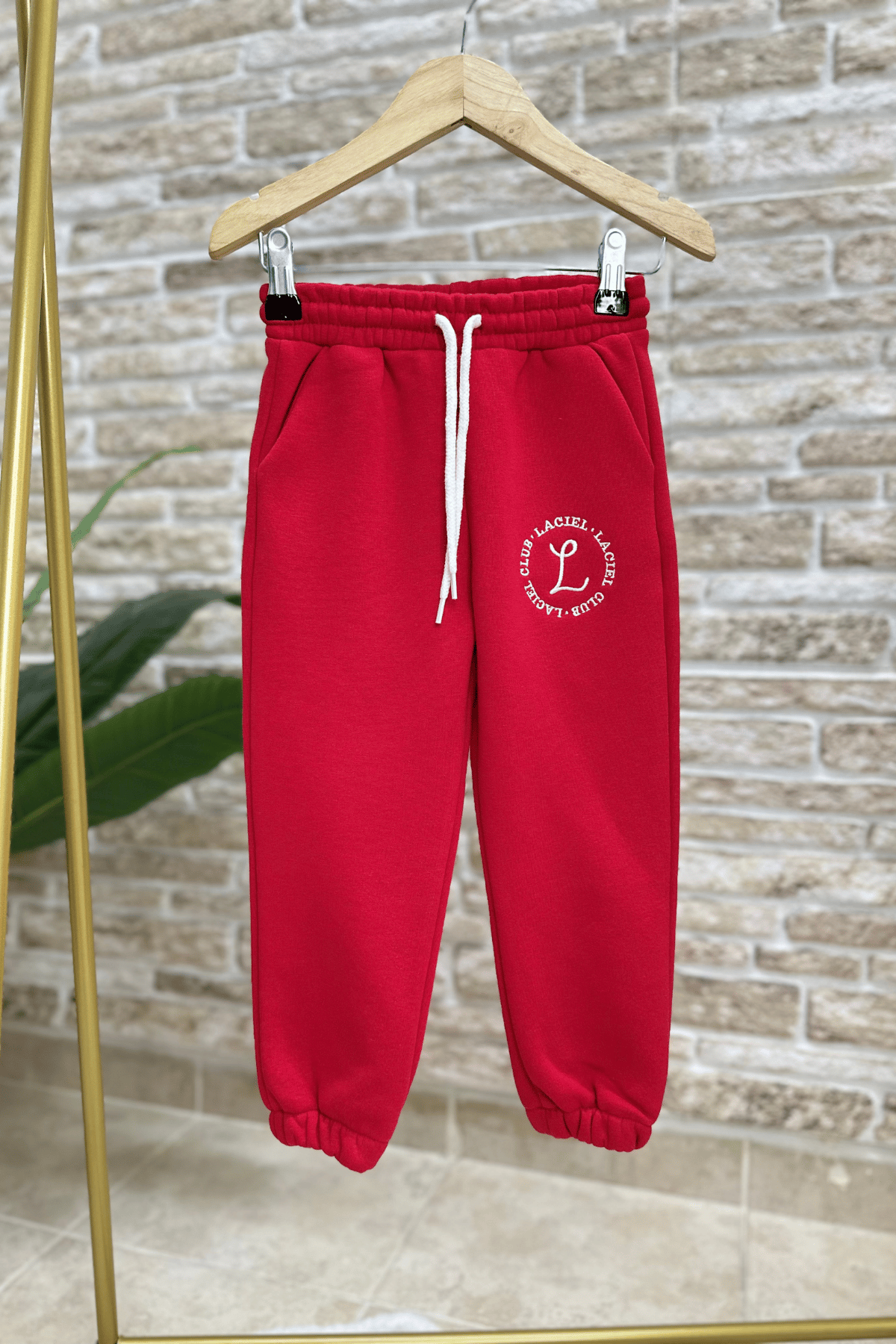 Unisex Laciel Fermuarlı İnce Şardonlu Kırmızı Takım