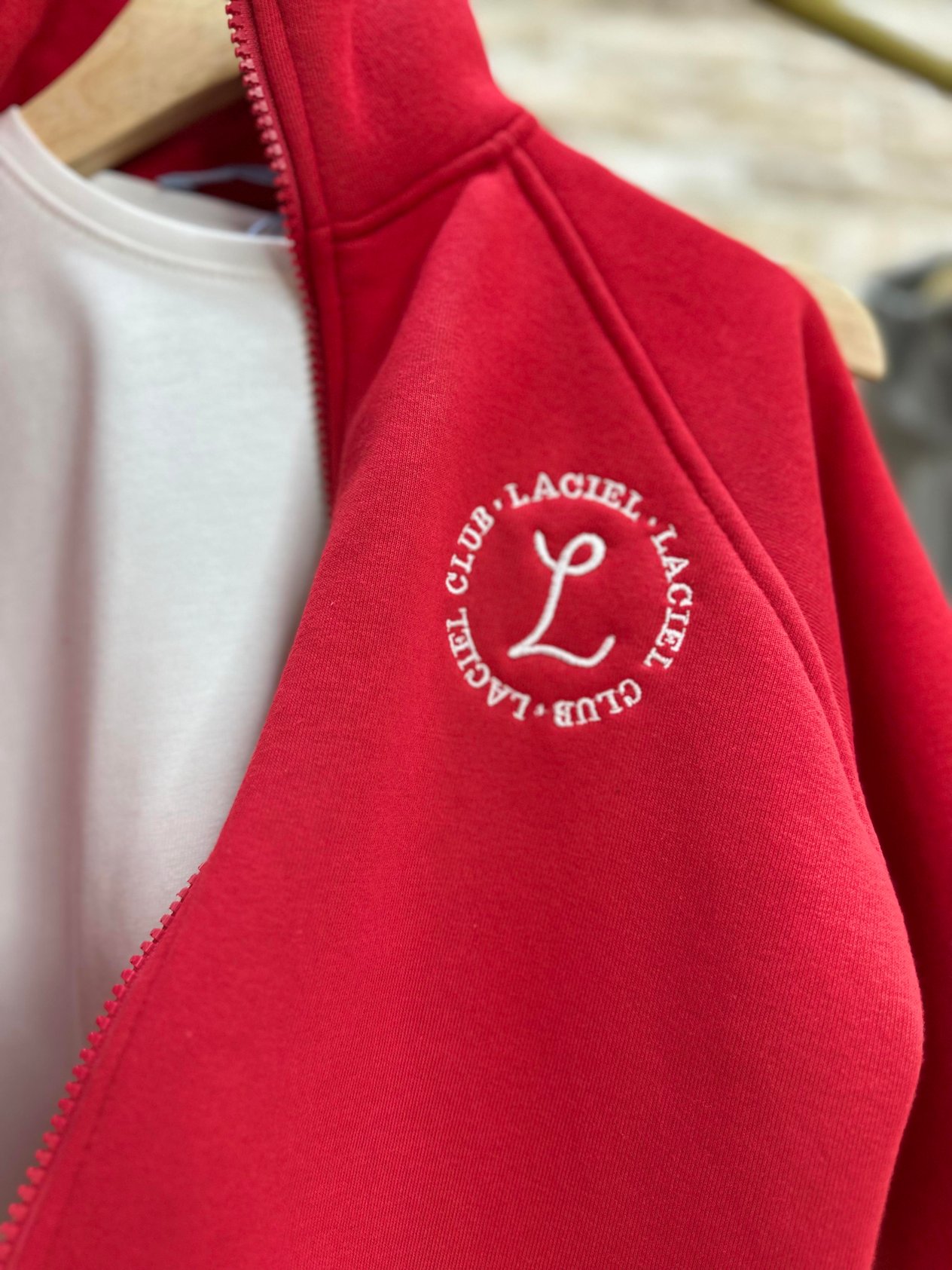Unisex Laciel Fermuarlı İnce Şardonlu Kırmızı Takım
