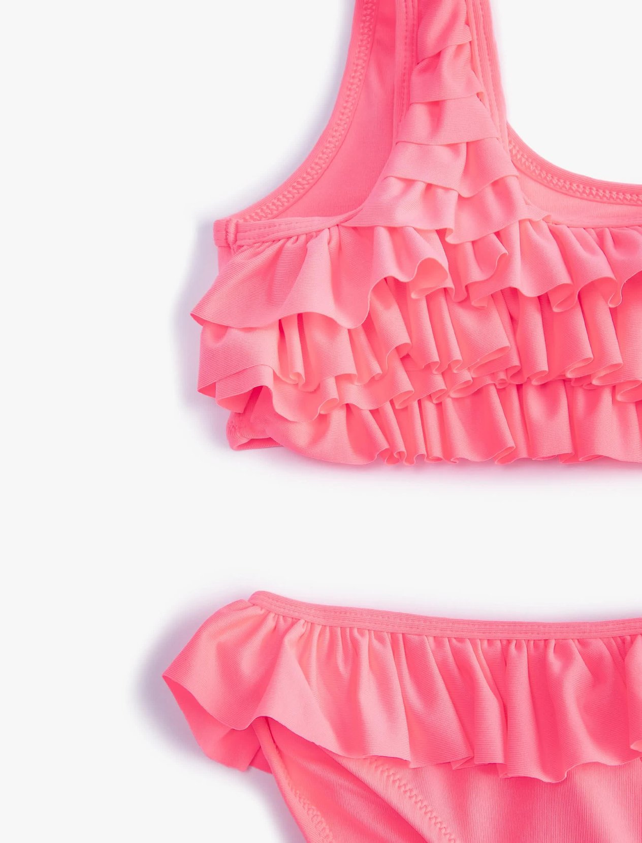 Kız Çocuk Bikini Takımı Fırfırlı Tek Omuz İnce Askı Detaylı