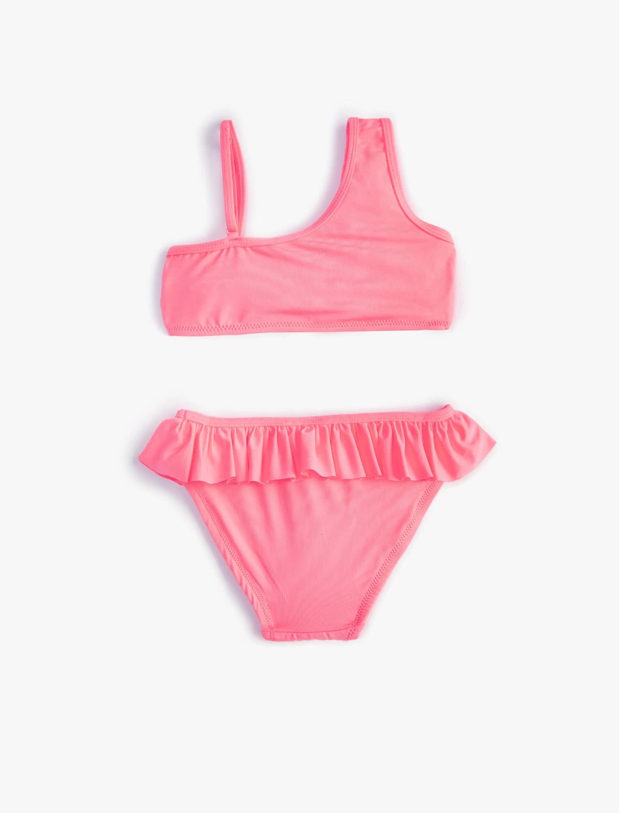 Kız Çocuk Bikini Takımı Fırfırlı Tek Omuz İnce Askı Detaylı