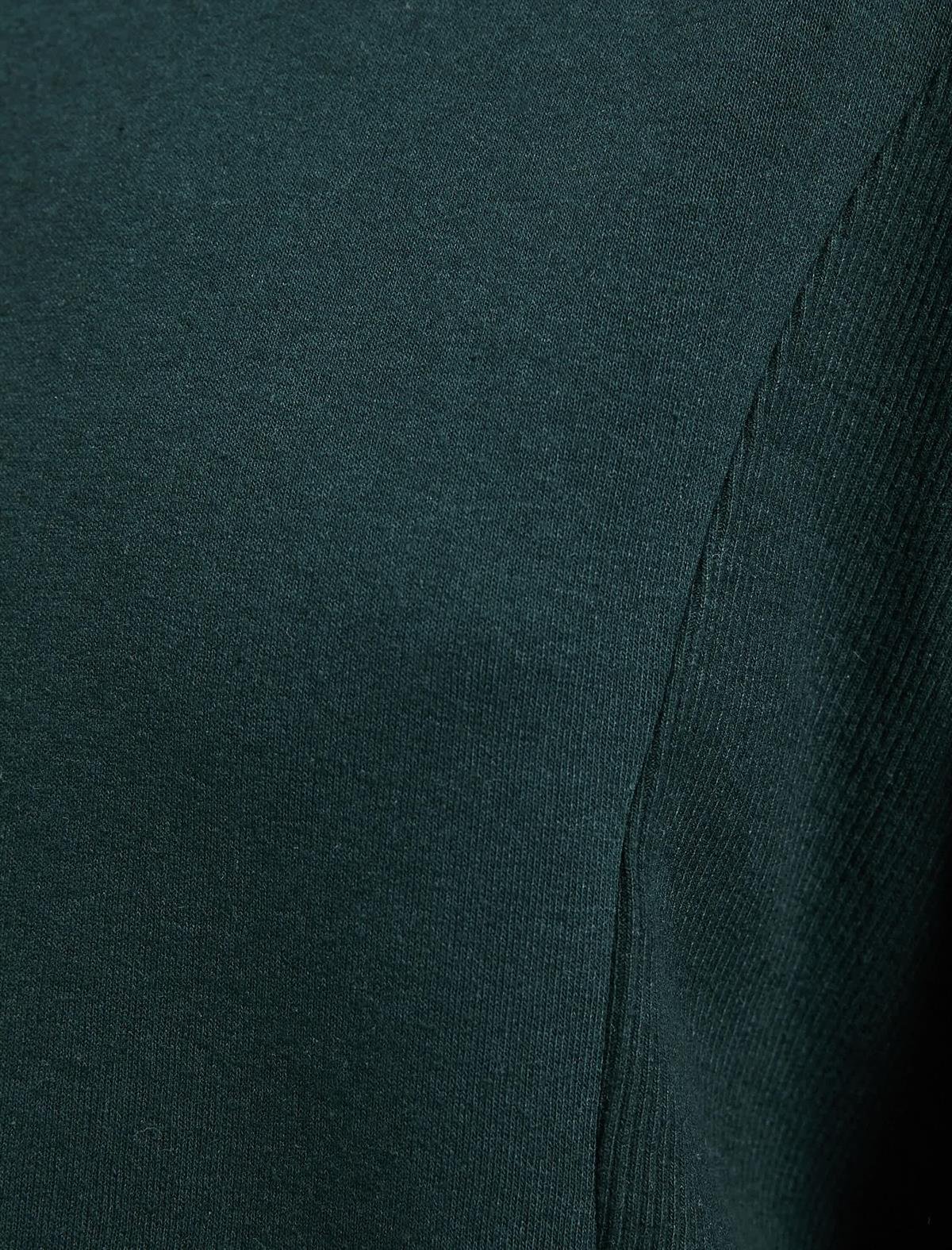 Yeşil Kadın Bisiklet Yaka Sweatshirt Reglan Kollu Ribanalı