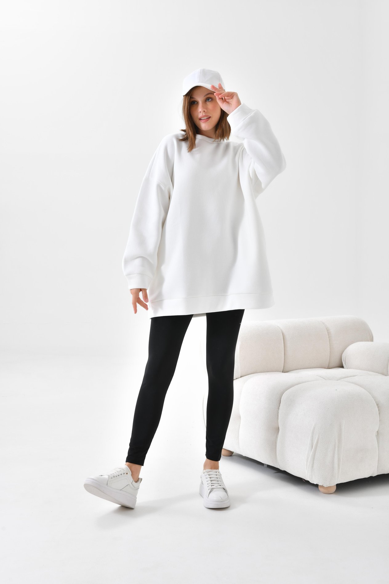 Ftz Women Kadın 3 İp Şardonlu Sweatshirt Ekru