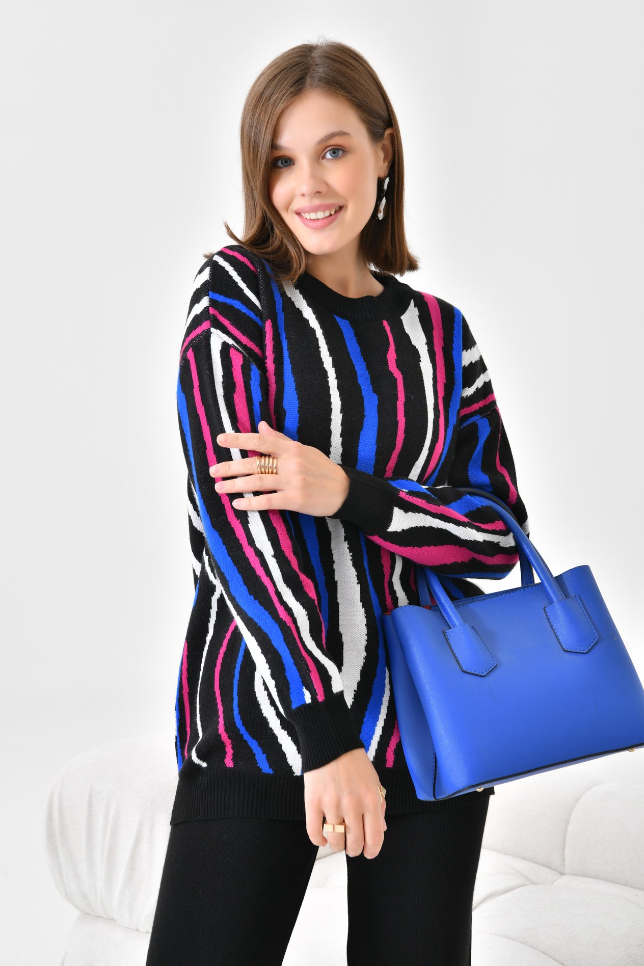 Ftz Women Kadın Zebra Desen İkili Takım Siyah