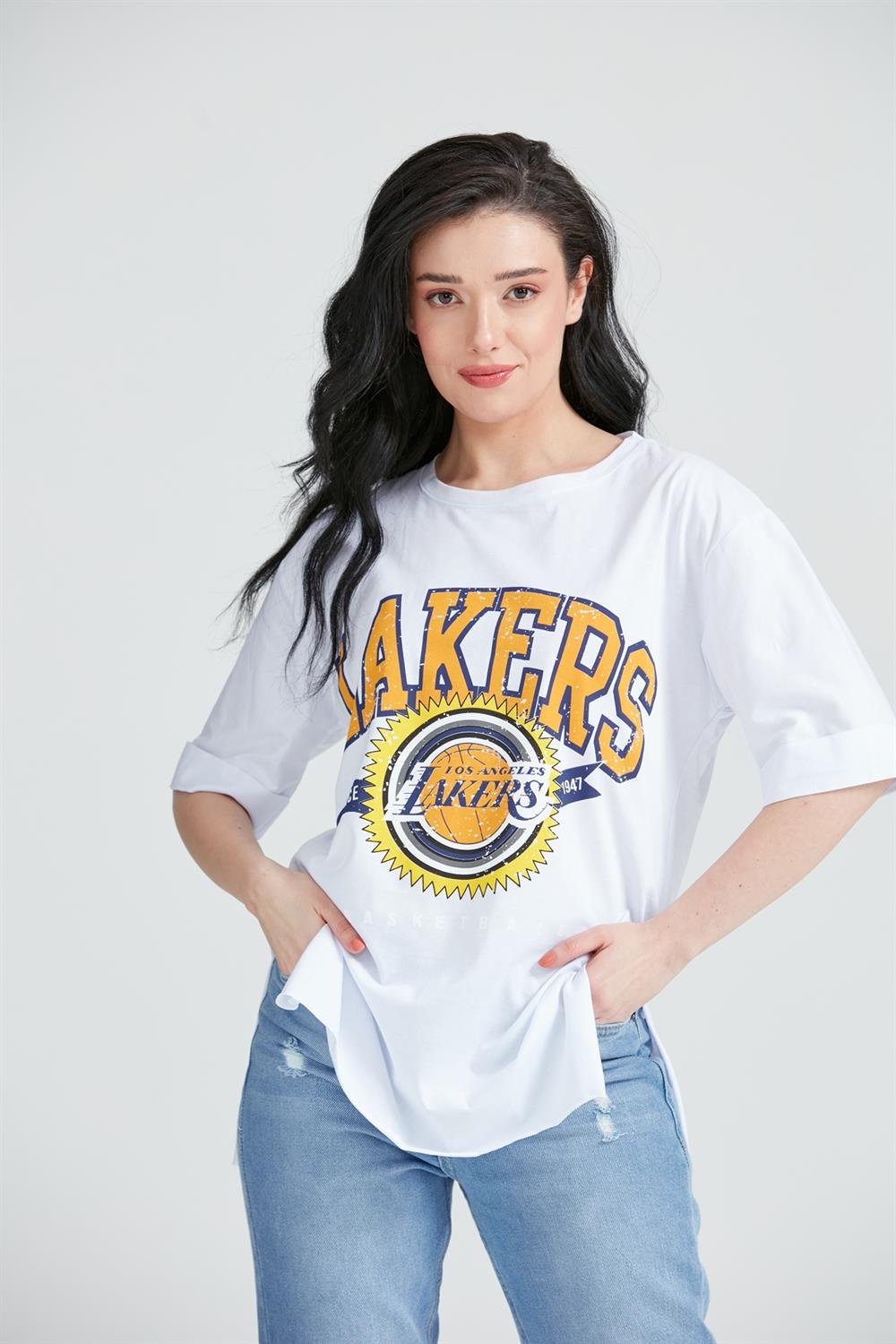 Kadın Baskılı T-Shirt Beyaz