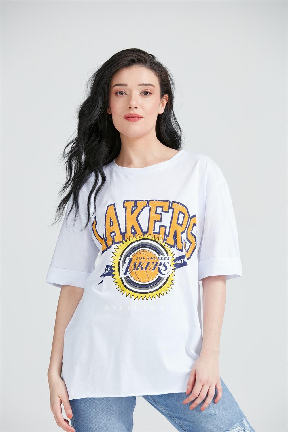 Kadın Baskılı T-Shirt Beyaz