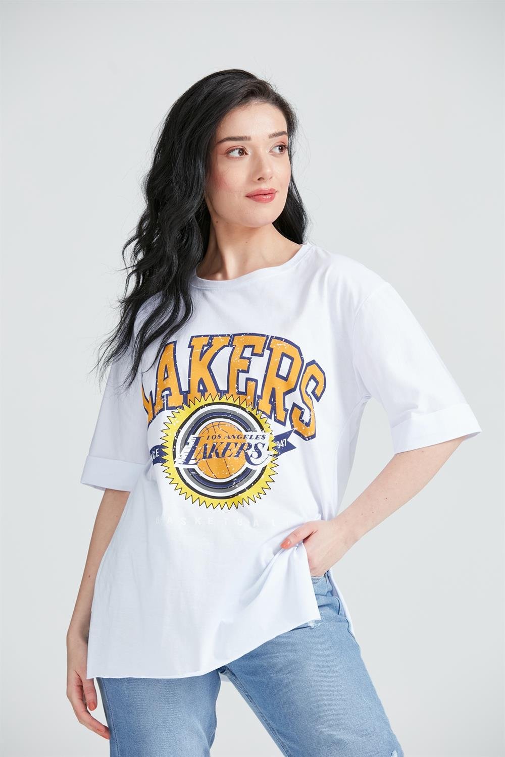 Kadın Baskılı T-Shirt Beyaz