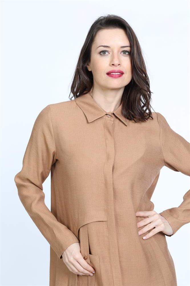 Kadın Cep Detaylı Tunik CAMEL