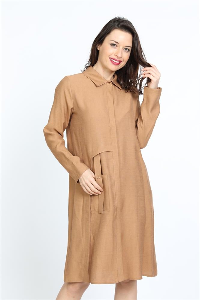 Kadın Cep Detaylı Tunik CAMEL