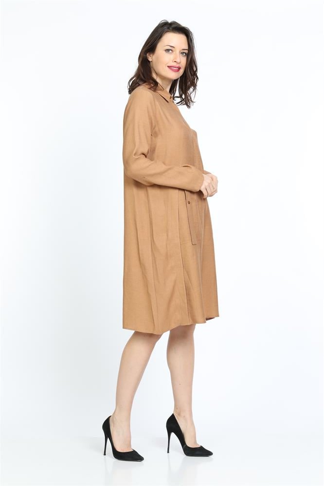 Kadın Cep Detaylı Tunik CAMEL