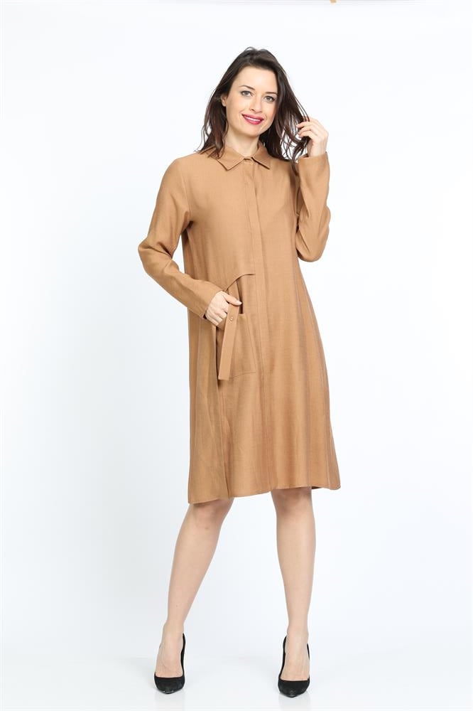Kadın Cep Detaylı Tunik CAMEL