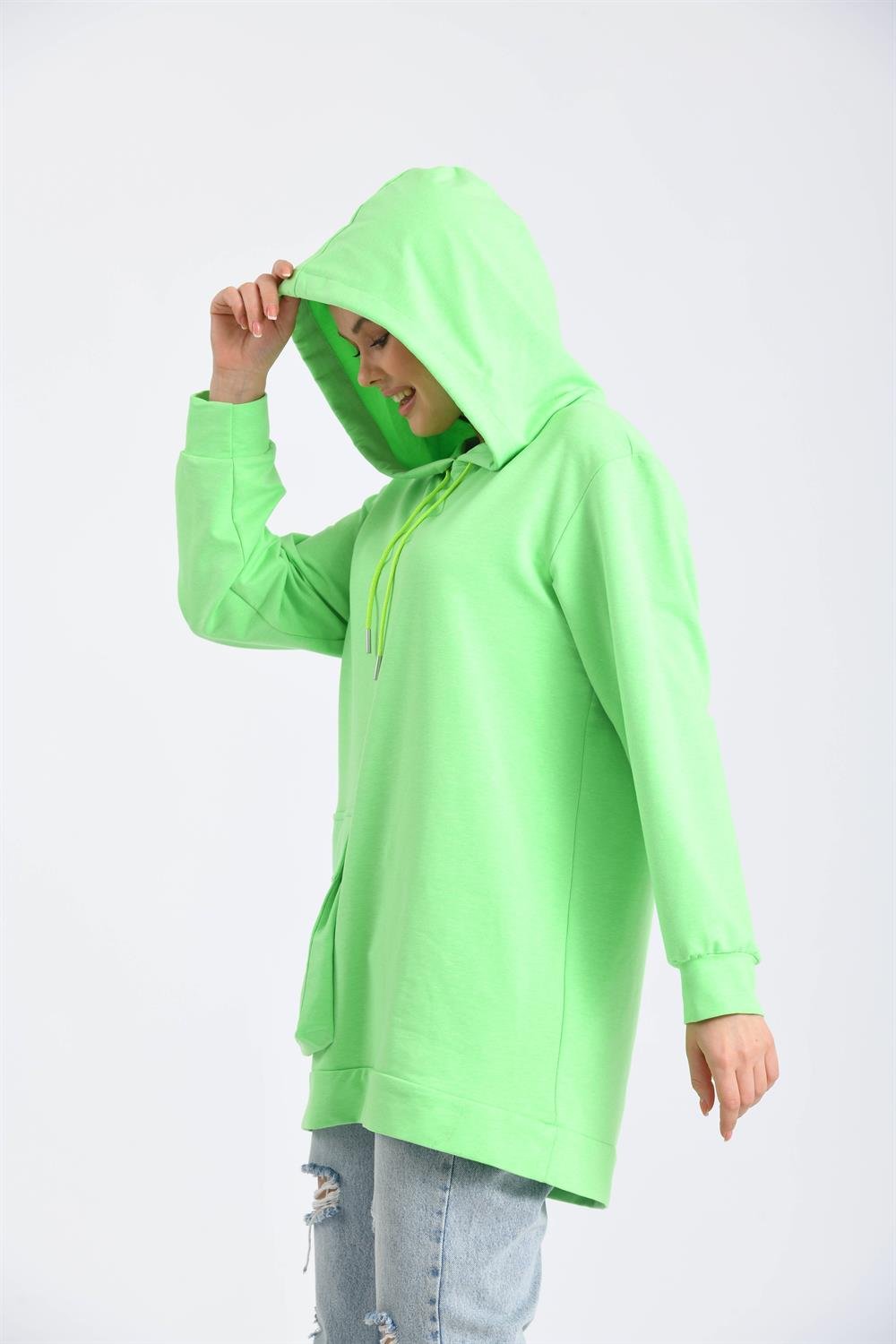 Kadın İki İp Kapşonlu Sweatshirt YEŞİL