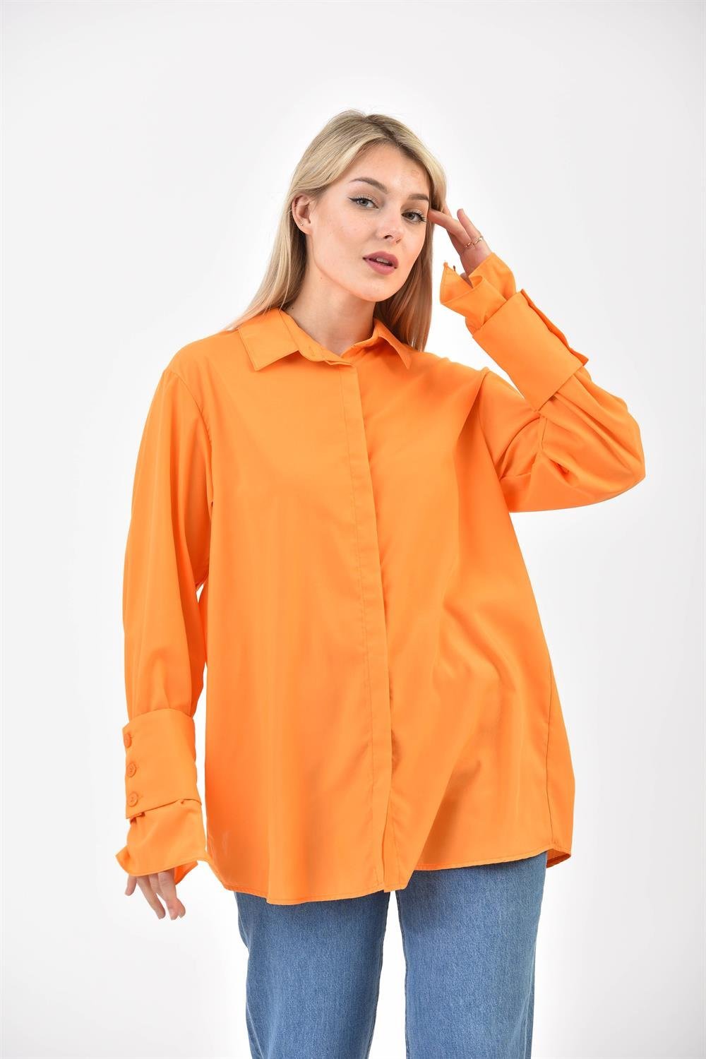 Kadın Koton Gömlek ORANGE