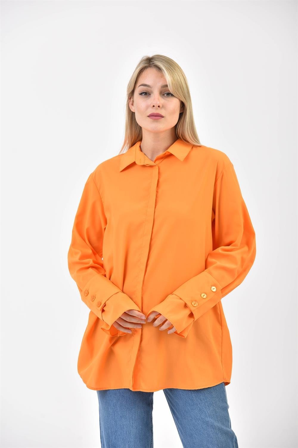 Kadın Koton Gömlek ORANGE