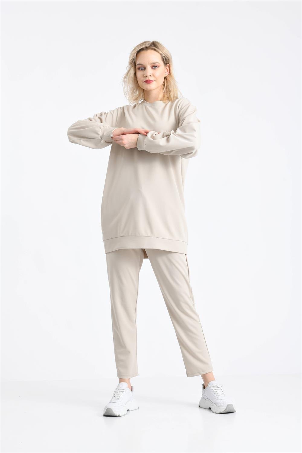 Kadın Örme Krep Takım BEIGE