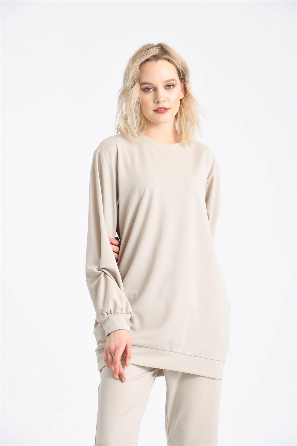 Kadın Örme Krep Takım BEIGE