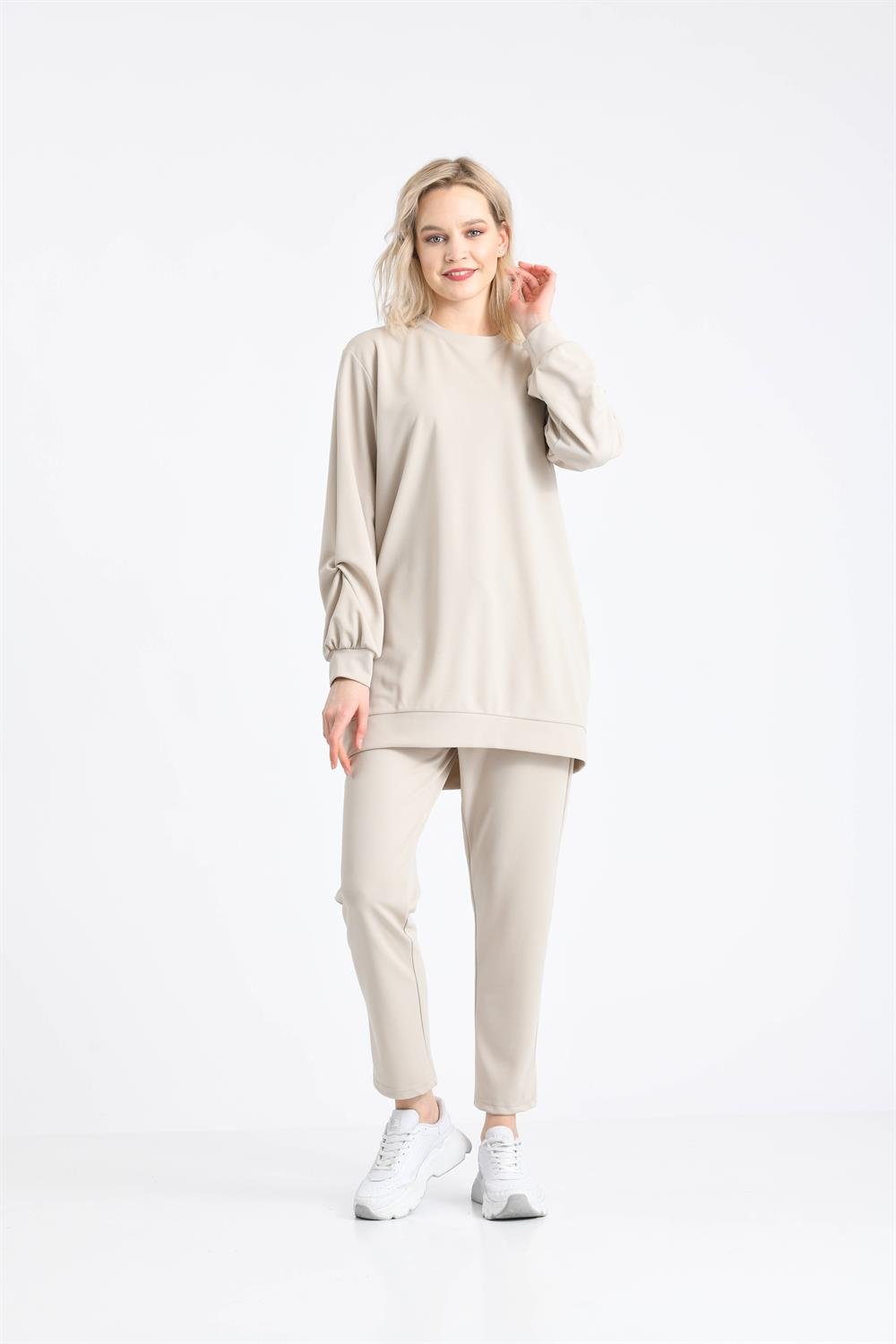 Kadın Örme Krep Takım BEIGE