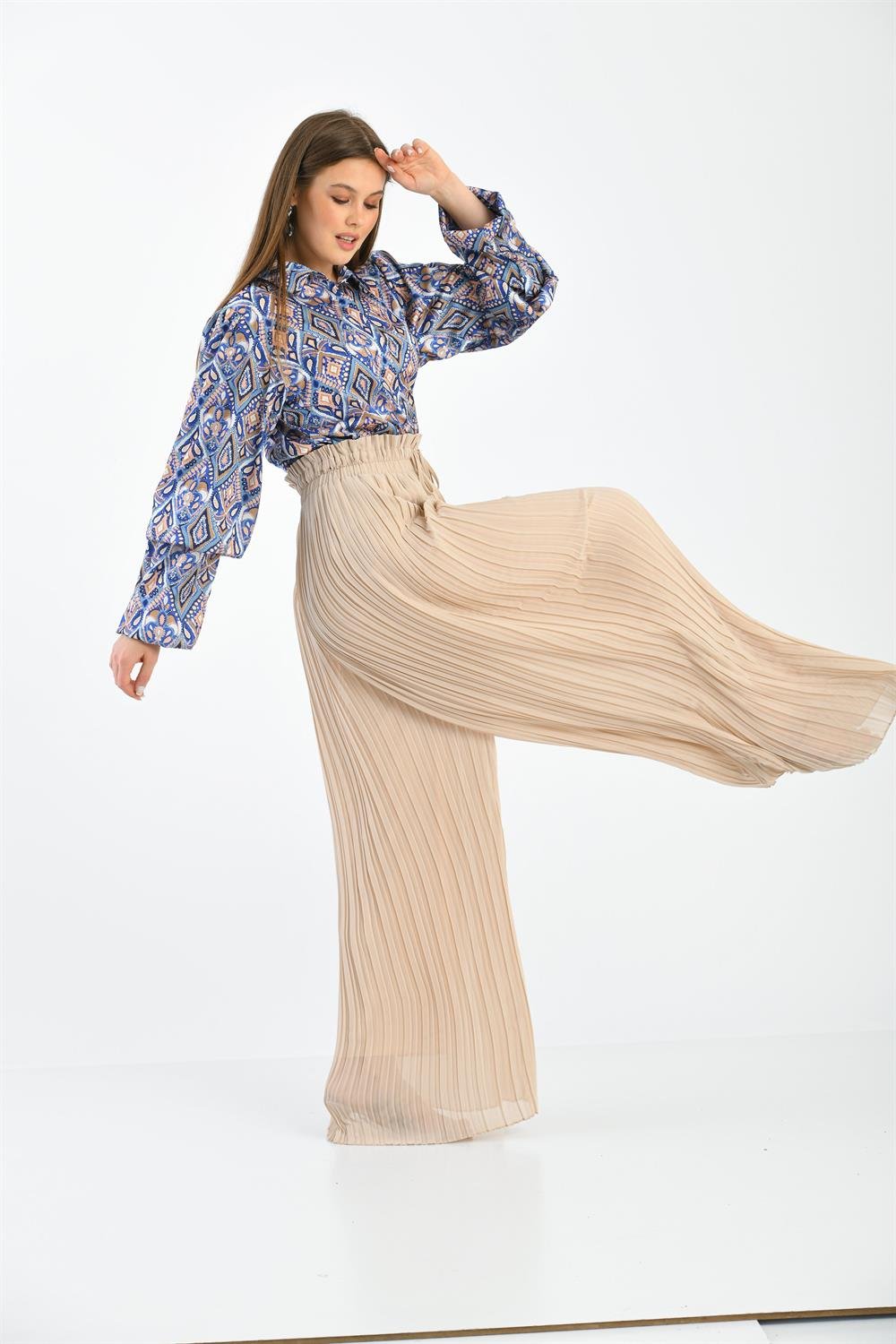 Kadın Piliseli Pantolon BEIGE