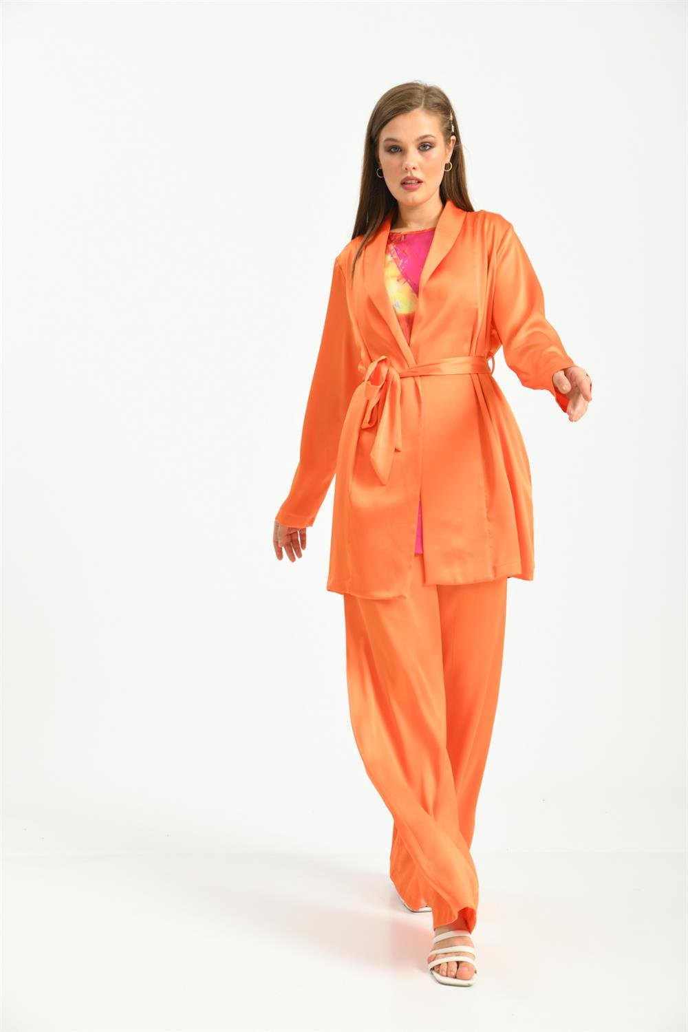 Kadın Saten İpek Takım ORANGE