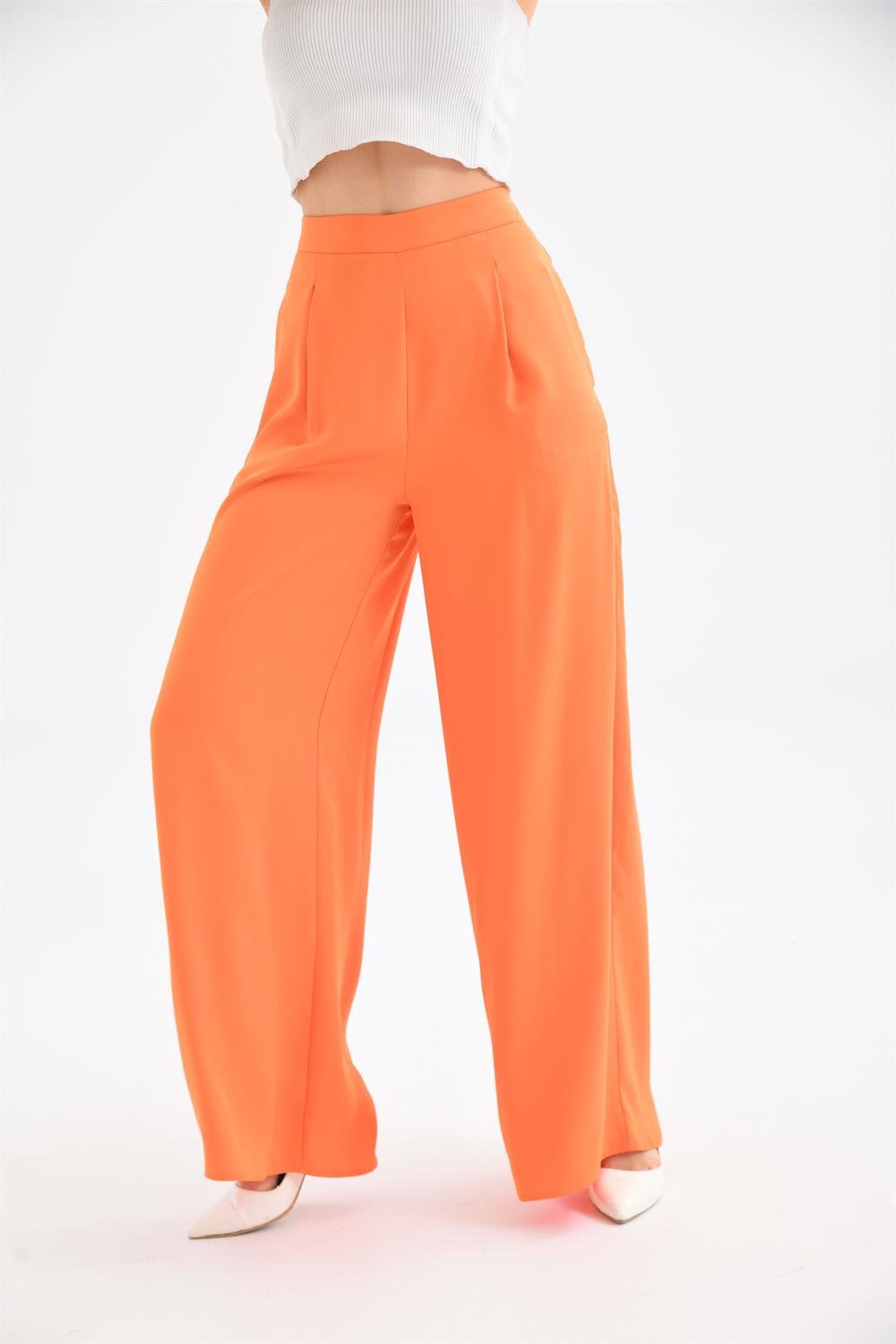 Kadın Saten Pantolon ORANGE