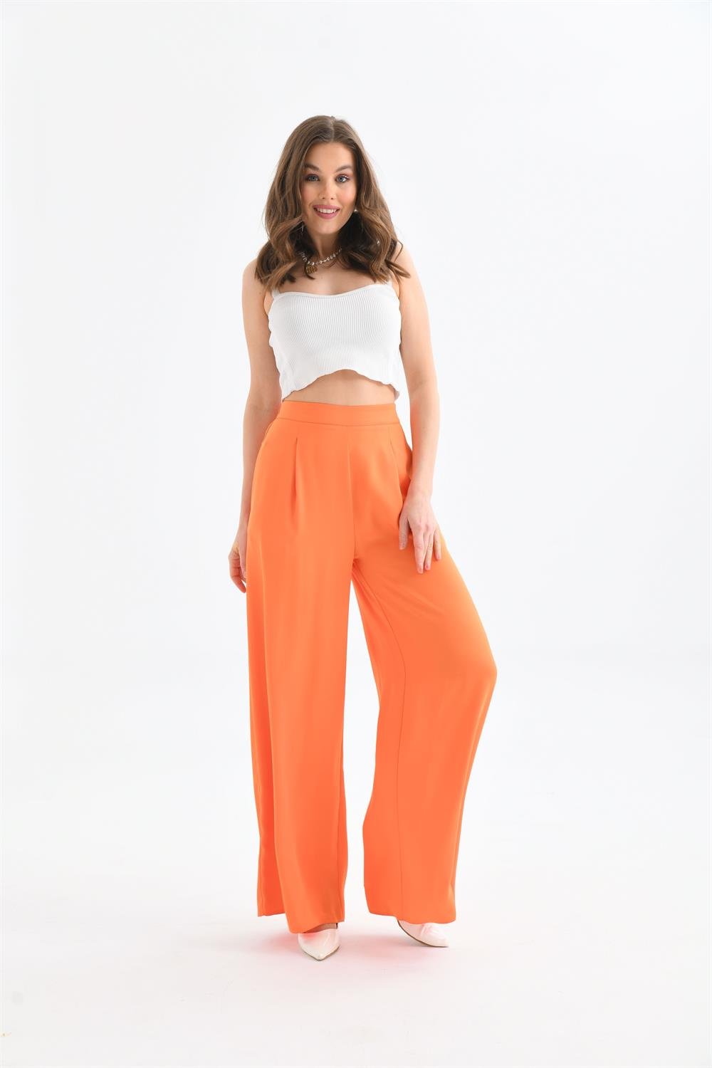 Kadın Saten Pantolon ORANGE
