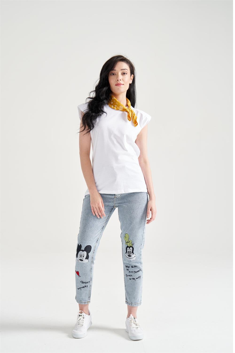 Kadın Vatkalı Basic T-Shirt Beyaz