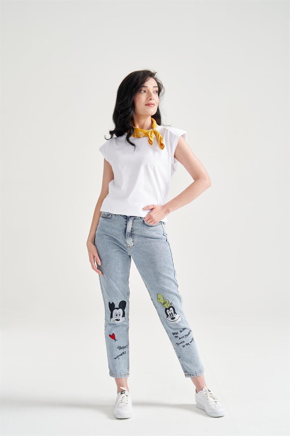 Kadın Vatkalı Basic T-Shirt Beyaz