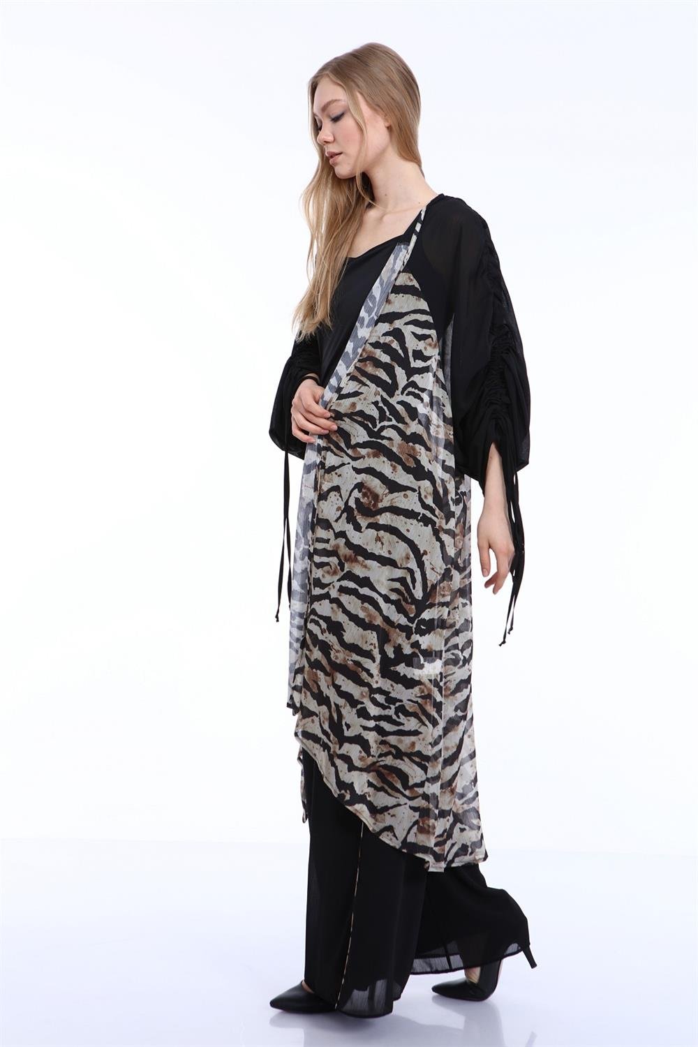 Kadın Zebra Desen Kap BEIGE