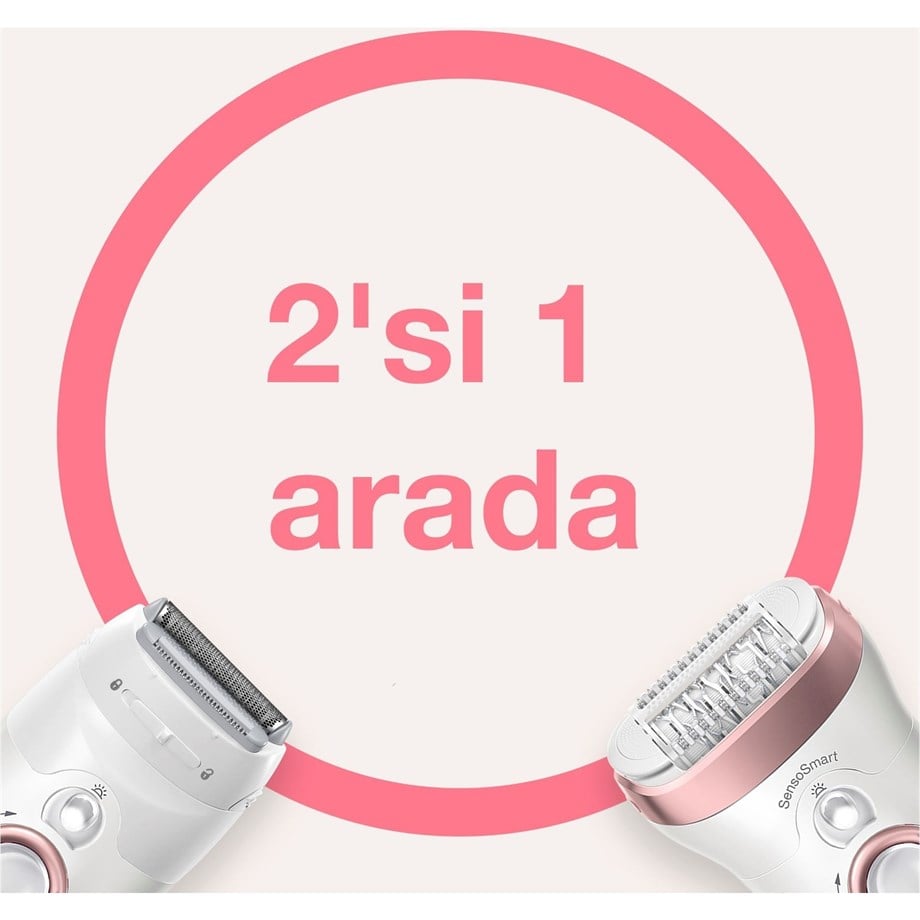 Braun Silk-épil 9 9720 SensoSmart Kablosuz Islak & Kuru 4 Ek Parçalı 2'si 1 Arada Epilatör