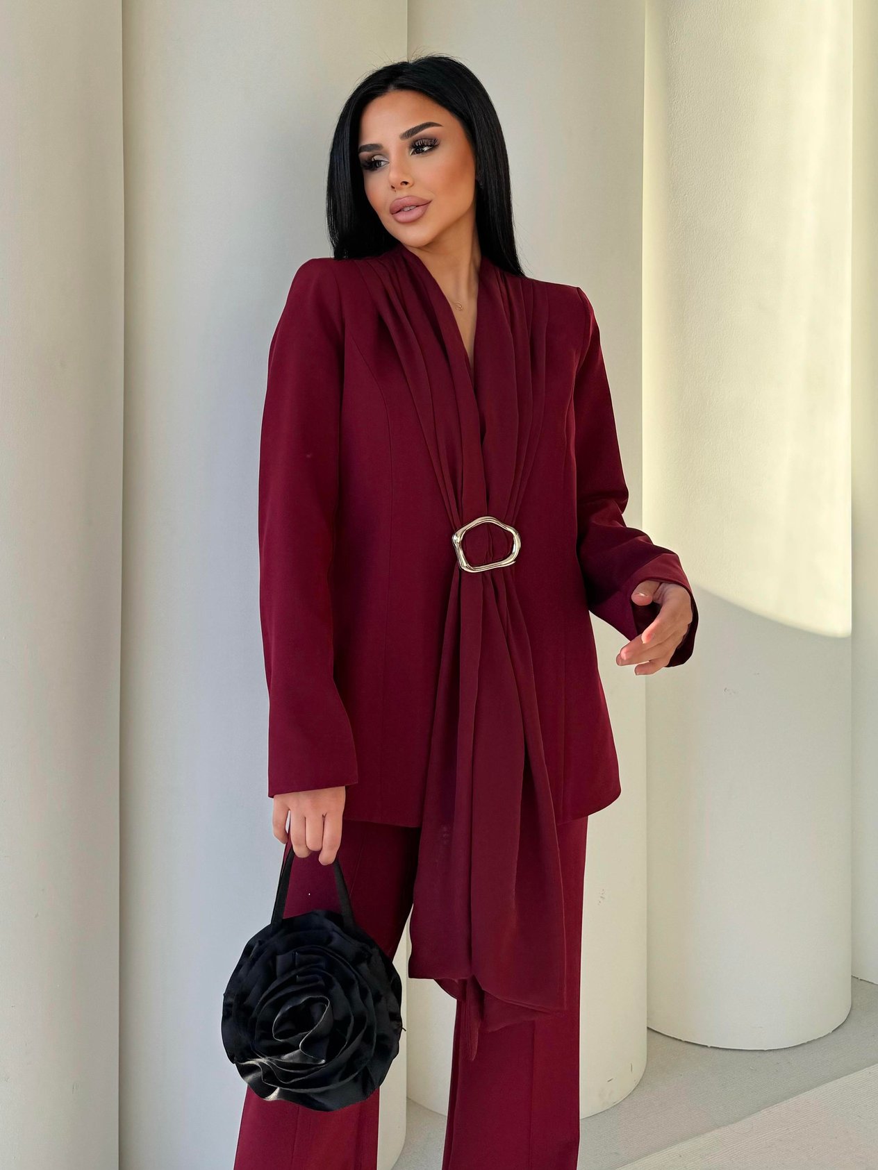 Galis  Sılver Toka Detaylı İkili Takım Bordo