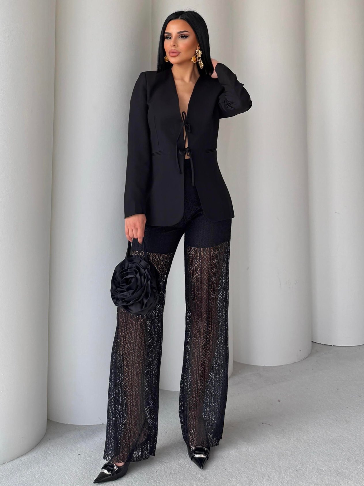Glossy Ceket-Pantolonlu TasarımTakım Siyah